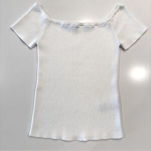 Madewell Off the Shoulder‎ Boatneck White Top Size Large
